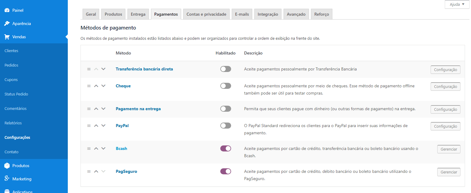 Loja Virtual 10 formas de pagamento